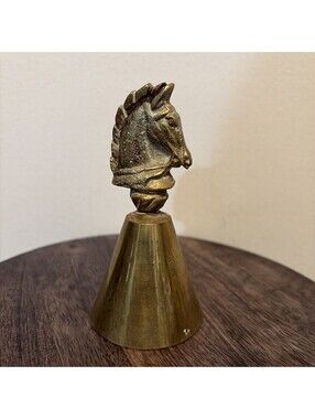 Vintage Horse Head Brass Hand Bell 4.5in Made In India
